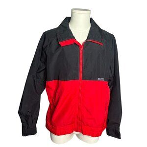 Vintage 90s White Sierra Full Zip Windbreaker Jacket Large Black Red Lightweight